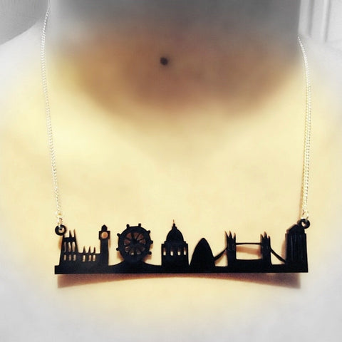 Stunning Black Silhouette London Skyline Necklace