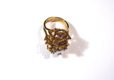 Vintage Gold Tone Glass Gem Set Style Dress Ring